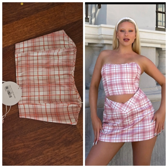 Nwt PP Summer Plaid preppy Livingston V Cut Corset SKIRT SET Xs - Picture 1 of 7